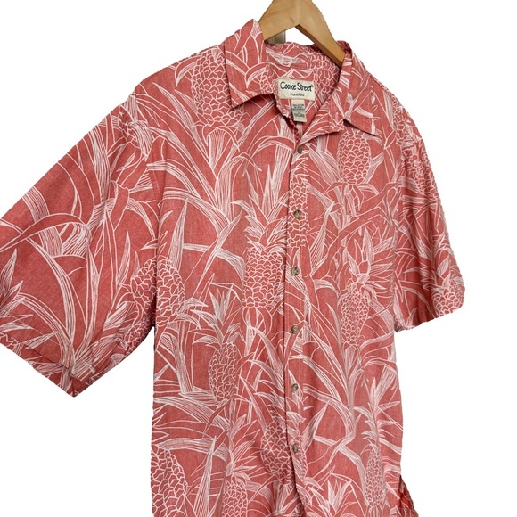 Cooke Street Men's L Coral & Ivory Hawaiian Shirt Short Sleeve Button-Up Casual - Picture 5 of 11